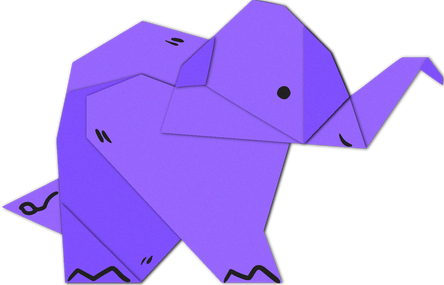 Purple Origami Elephant